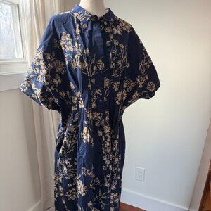 Anthropologie The Tobie Shirt Dress by Exquise Navy Floral Print Size 2X